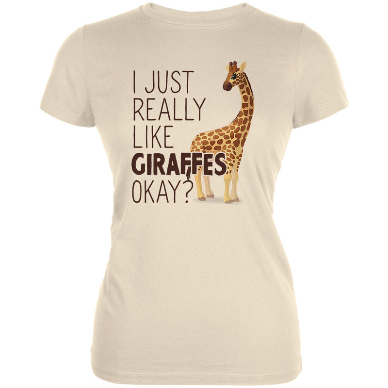 I Just Really Like Giraffes Ok Juniors Soft T Shirt Juniors T-Shirts Old Glory 2XL Cream