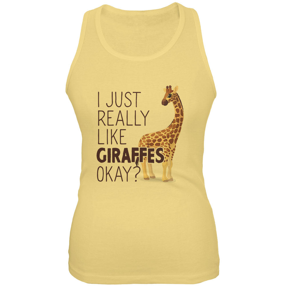 I Just Really Like Giraffes Ok Juniors Soft Tank Top Juniors Tank Tops Old Glory 2XL Yellow