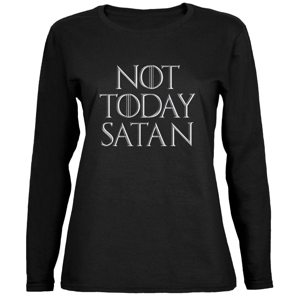 Not Today Satan Christian Ladies' Relaxed Jersey Long-Sleeve Tee Women's Long Sleeves Old Glory 2XL Black