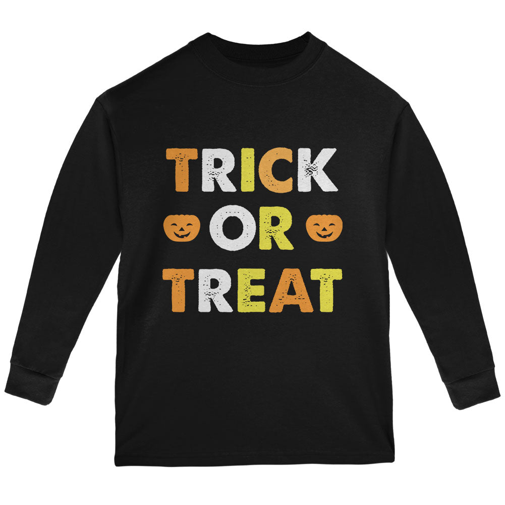 Halloween Trick Or Treat Youth Long Sleeve T Shirt Youth Long Sleeves Old Glory YLG Black