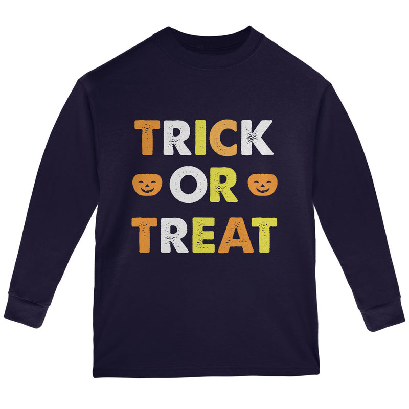 Halloween Trick Or Treat Youth Long Sleeve T Shirt Youth Long Sleeves Old Glory YLG Navy