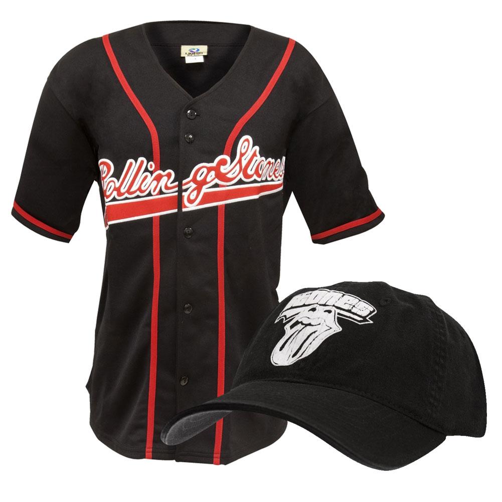 Rolling Stones - Tongue Baseball Jersey and Baseball Cap Combo Men's Baseball Jerseys Rolling Stones