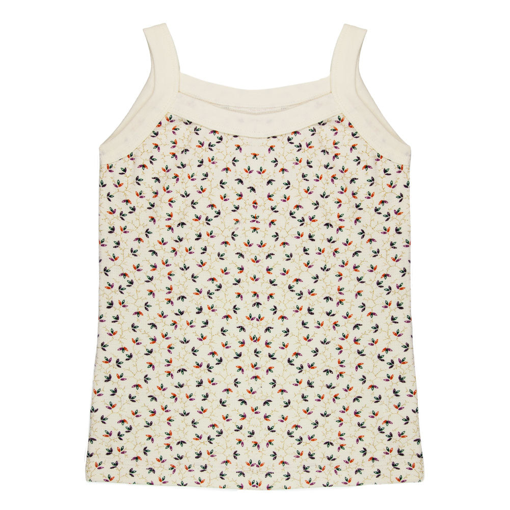 Vintage Leaf Pattern Thermal Youth Girls Tank Top Youth Tank Tops Nature YMD Cream