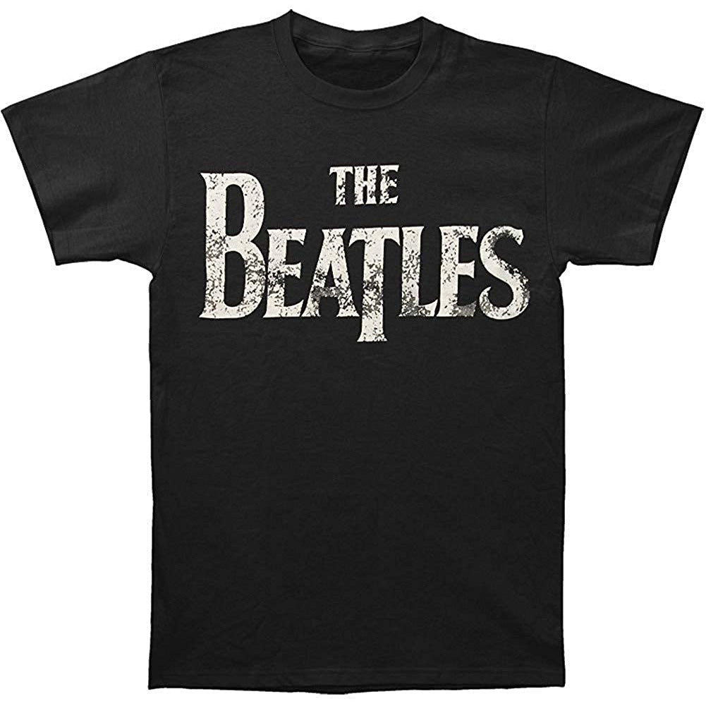 The Beatles - Distressed Logo Mens T Shirt Men's T-Shirts Old Glory Black MD