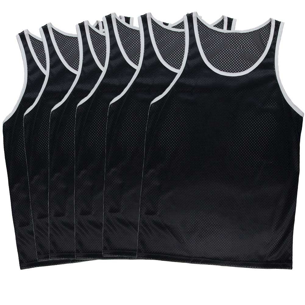Adult Unisex Black Mesh Tank Top Basketball Jersey 6-Pack Men's Tank Tops Old Glory SM Black