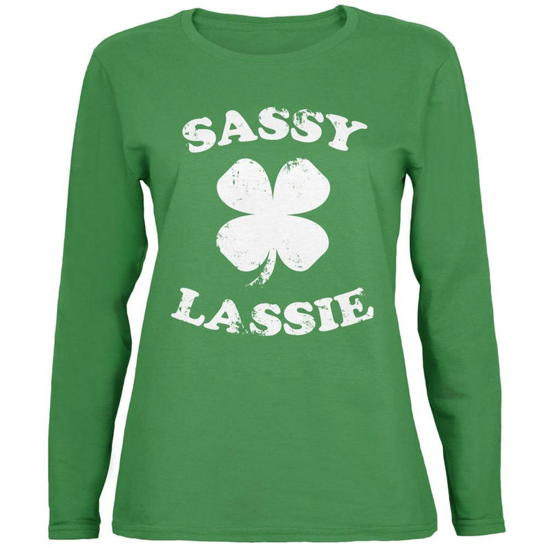 Sassy Lassie Women's Long Sleeve St. Patricks Day T-Shirt and Bottle Opener Necklace Combo Women's Long Sleeves Old Glory
