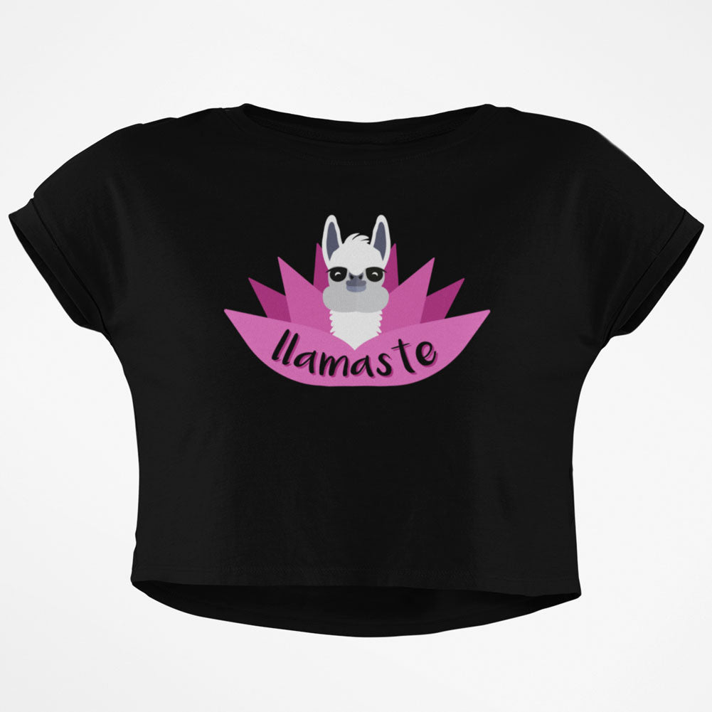 Llamaste Junior Boxy Crop Top T Shirt Juniors Crop T-Shirts Old Glory SM Black