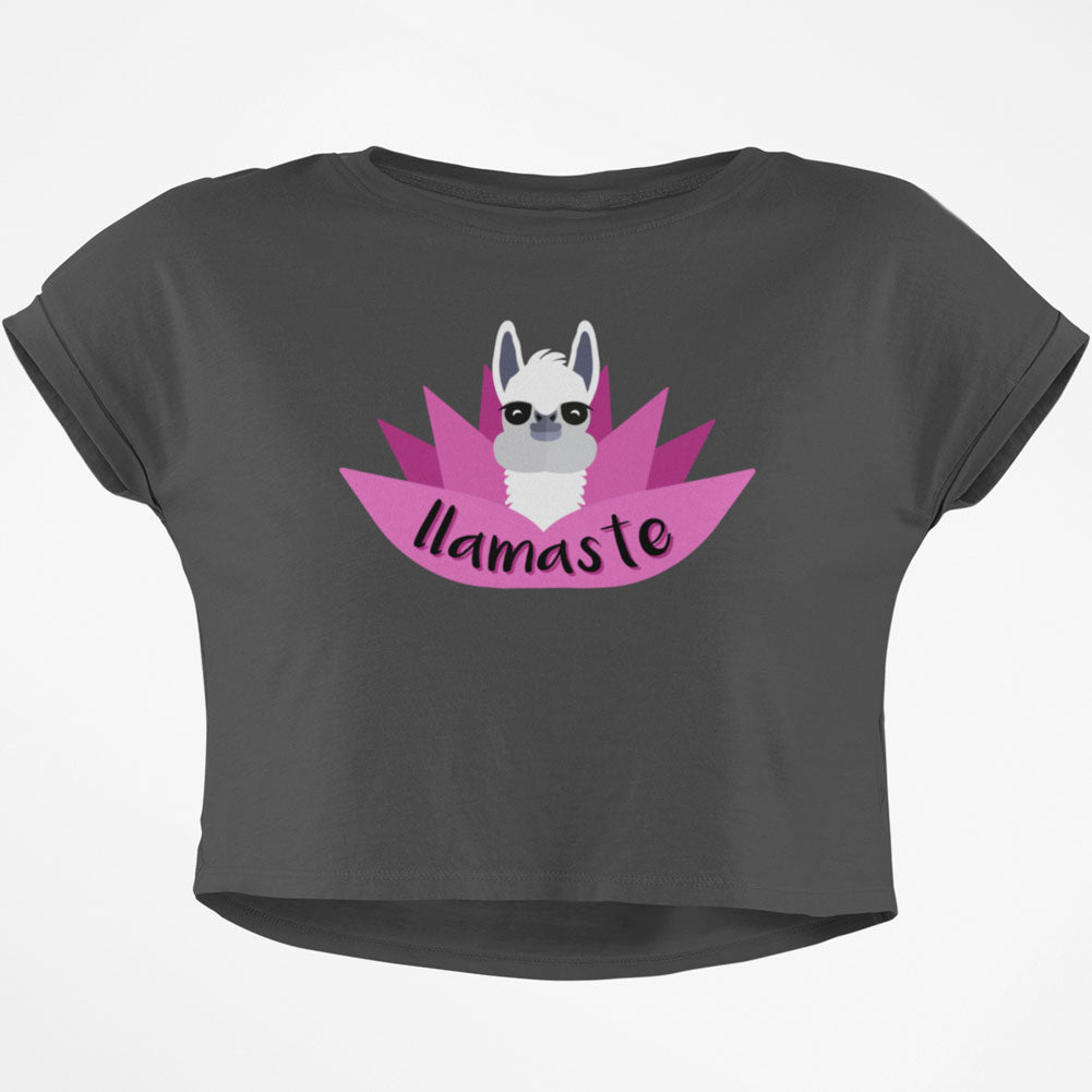 Llamaste Junior Boxy Crop Top T Shirt Juniors Crop T-Shirts Old Glory SM Grey
