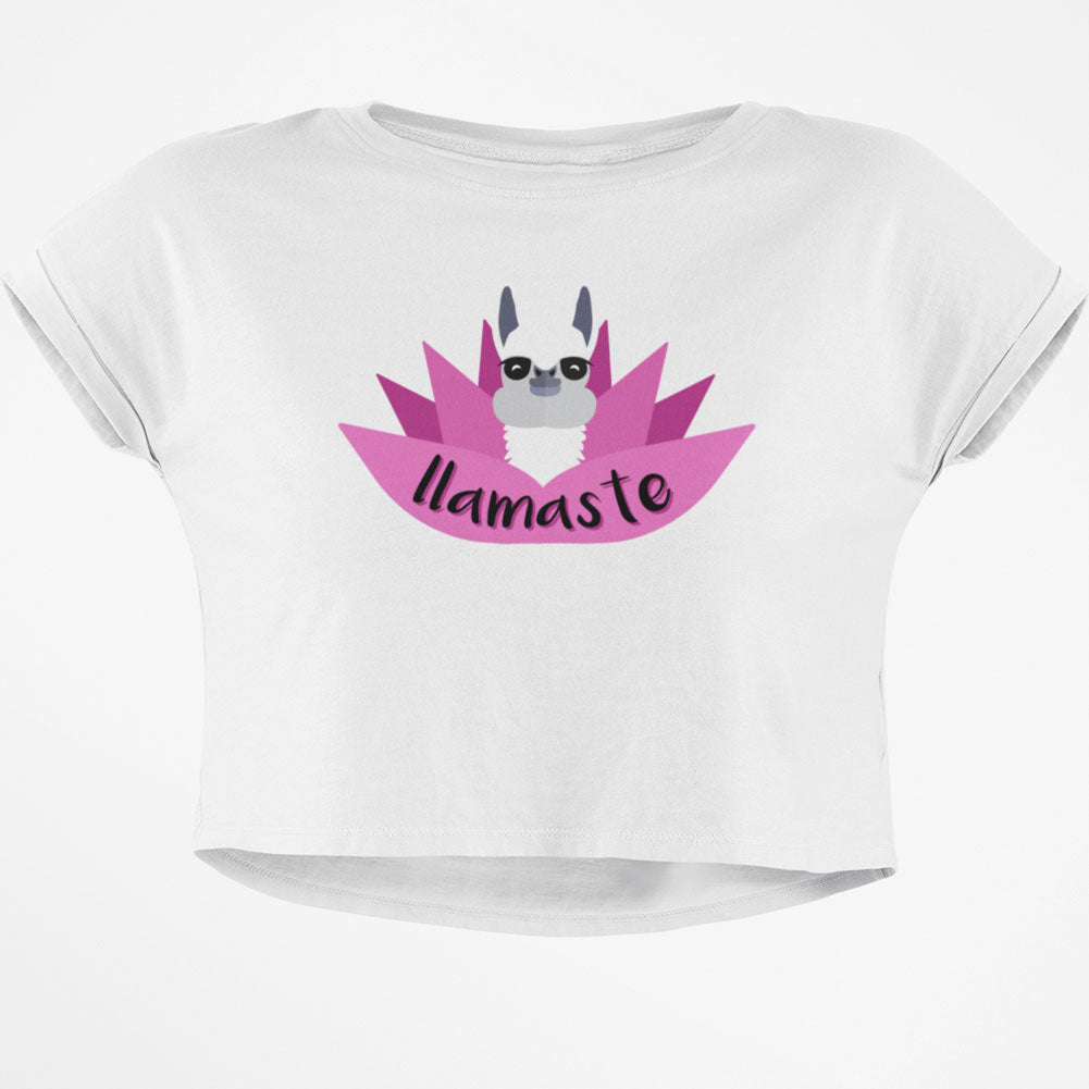 Llamaste Junior Boxy Crop Top T Shirt Juniors Crop T-Shirts Old Glory SM White