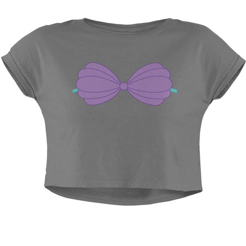Halloween Purple Shell Bra Junior Boxy Crop Top T Shirt Juniors Crop T-Shirts Old Glory SM Grey