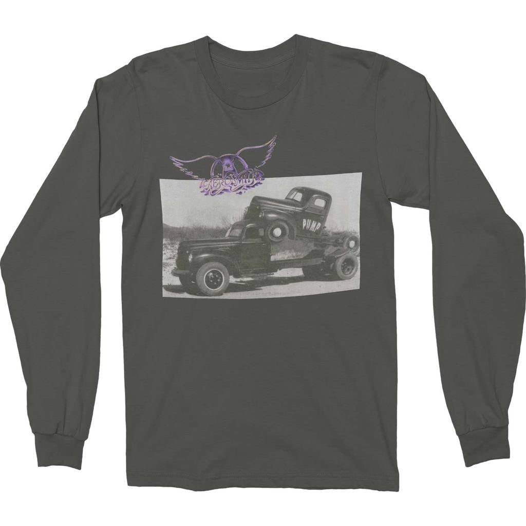Aerosmith - Truck Photo Mens Long Sleeve T Shirt Men's Long Sleeves Old Glory Grey MD