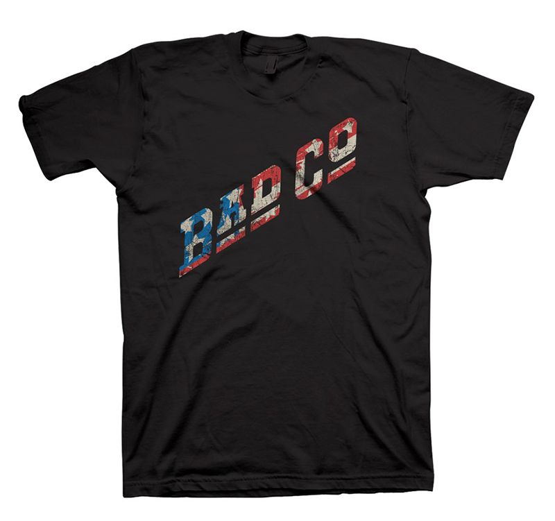 Bad Company - Distressed Flag Logo Mens T Shirt Men's T-Shirts Old Glory MD Black