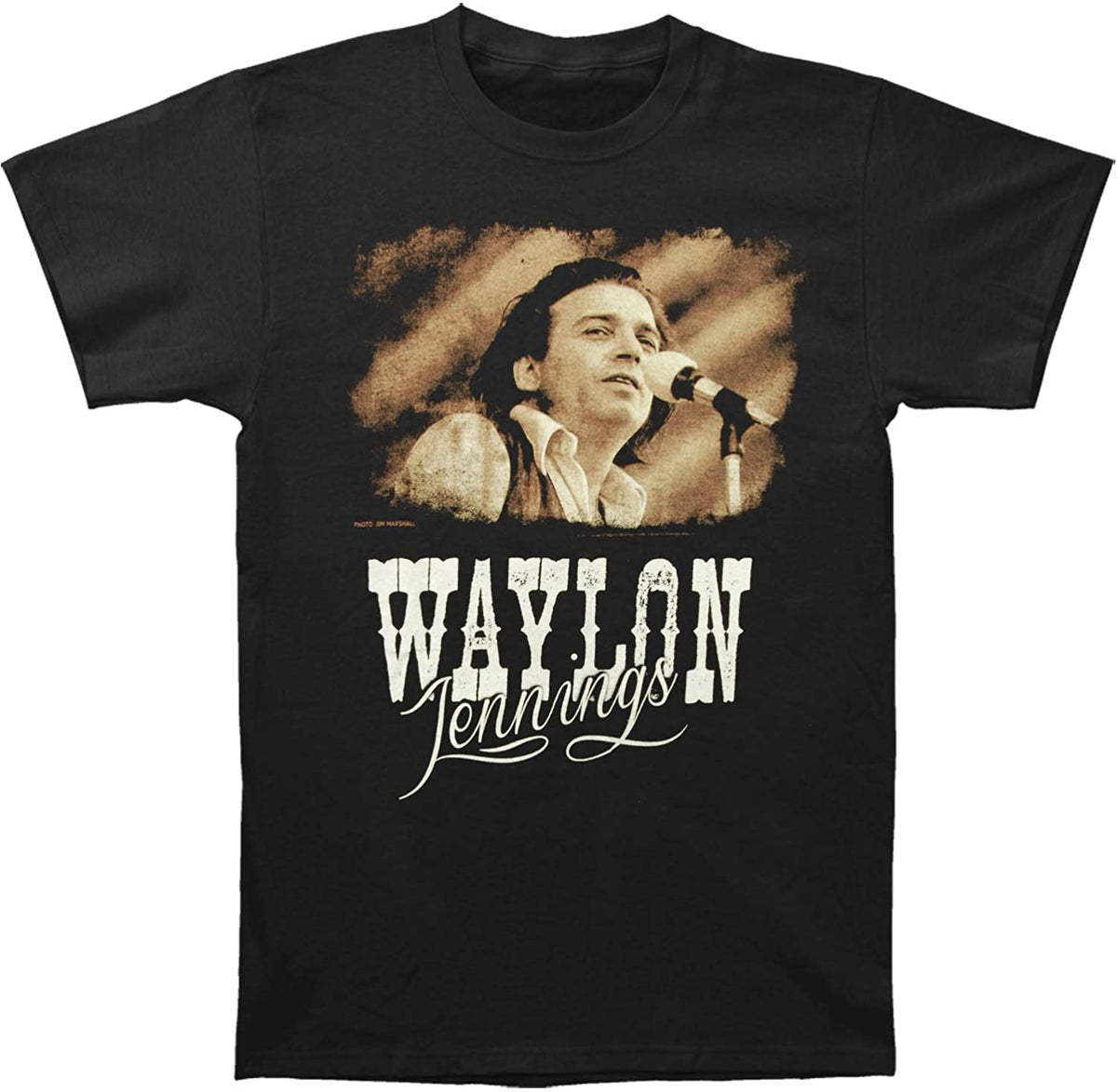 Waylon Jennings - The Outlaw Mens T Shirt Men's T-Shirts Old Glory MD Black