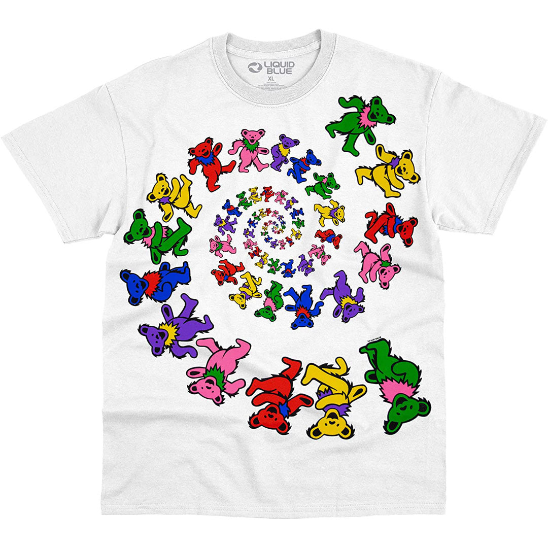 Grateful Dead - Spiral Bears Mens T Shirt Men's T-Shirts Liquid Blue MD White