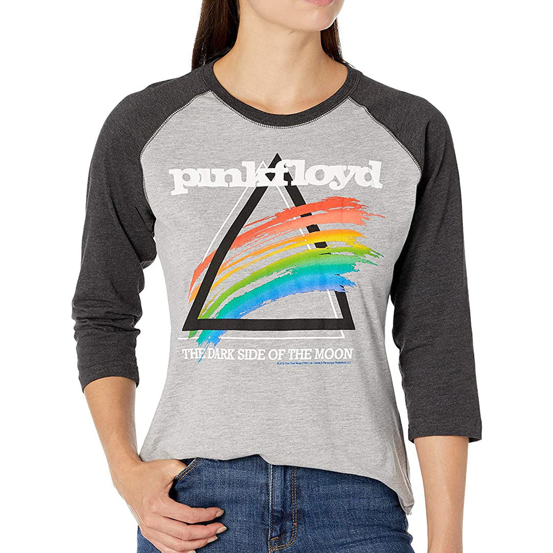 Pink Floyd - Spectrum Splash Womens Raglan Women's Raglan Liquid Blue SM Grey/Black