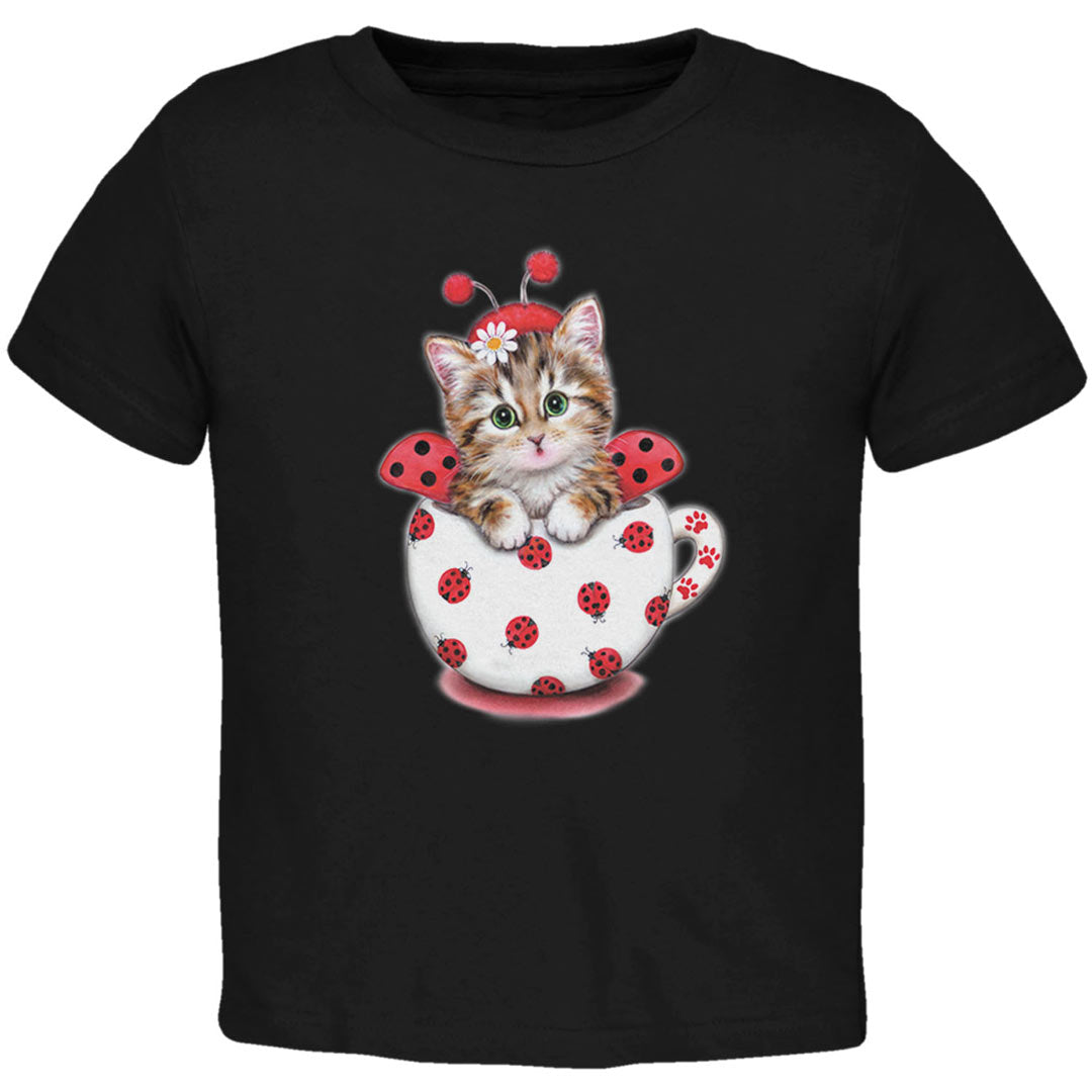 Cat Ladybug Toddler T Shirt Toddler T-Shirts Old Glory 2T Black