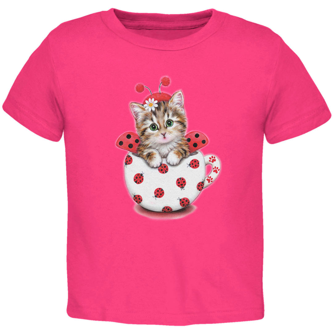 Cat Ladybug Toddler T Shirt Toddler T-Shirts Old Glory 2T Hot Pink