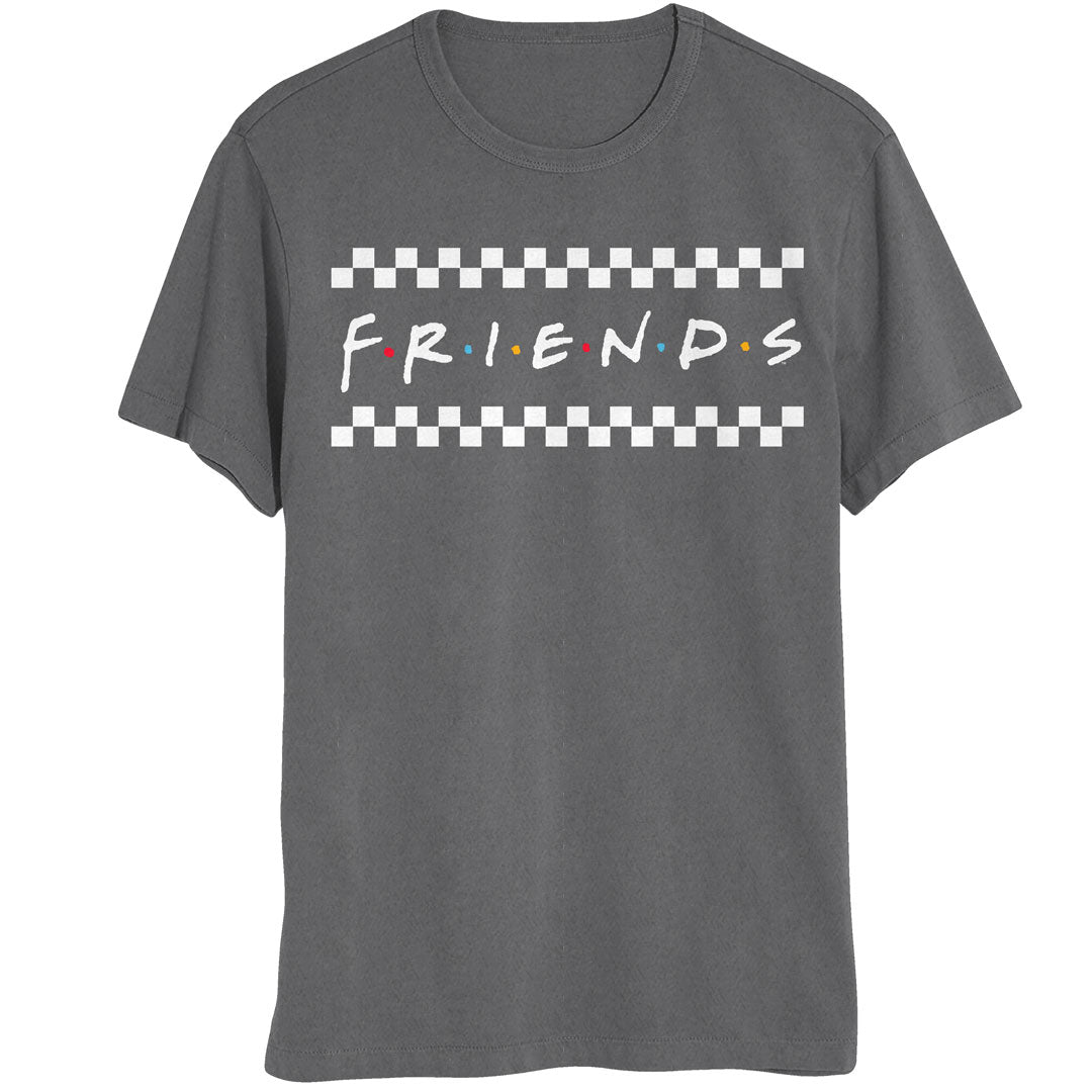 Friends - Checkered Logo Mens T Shirt Men's T-Shirts Isaac Morris SM Grey