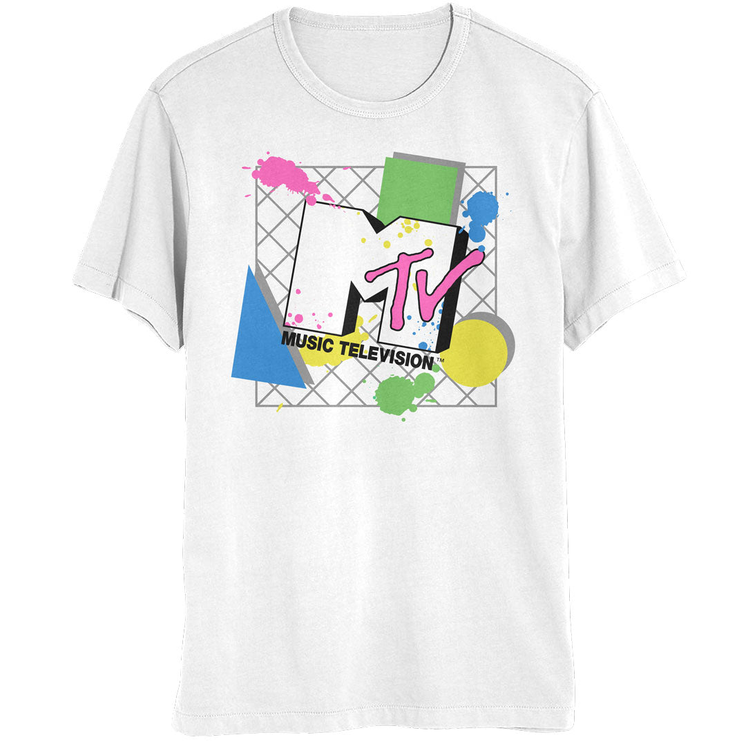 MTV - 80s Abstract Logo Mens T Shirt Men's T-Shirts Isaac Morris SM White