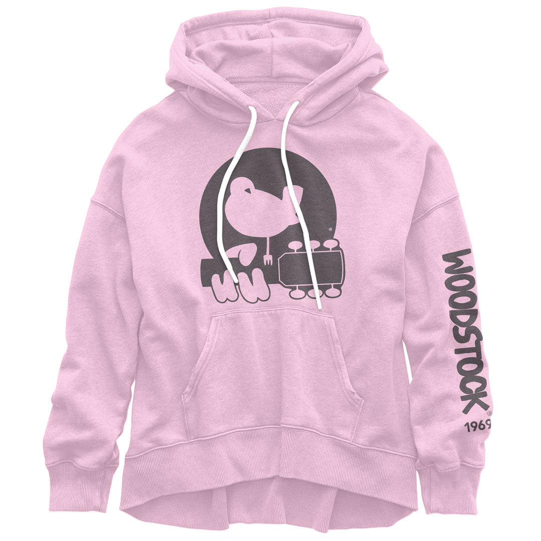 Woodstock - Circle Poster Logo Juniors Pullover Hoodie Juniors Hoodies Isaac Morris SM Pink