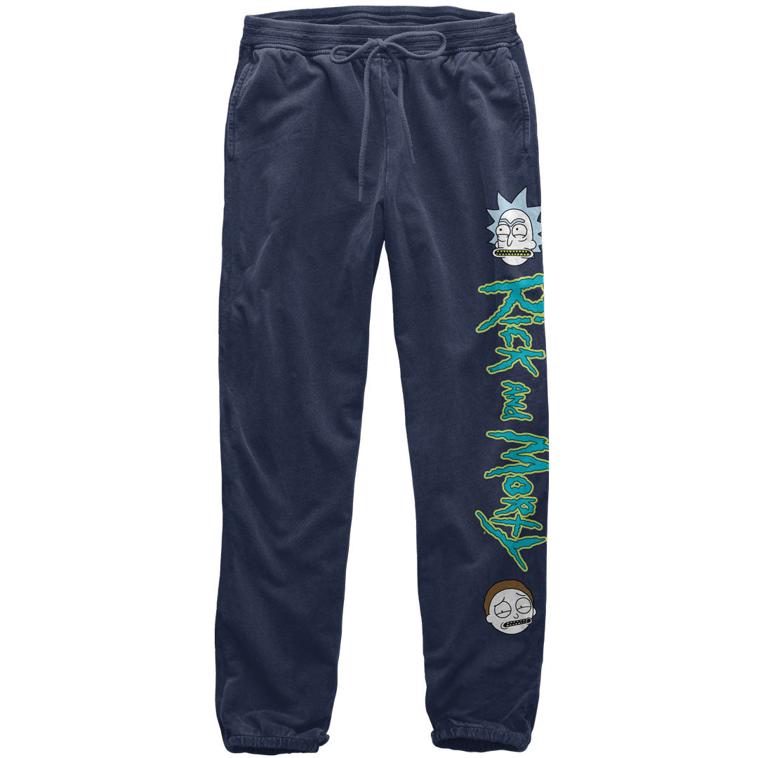 Rick and Morty - Heads and Logo Mens Joggers Men's Sweatpants Isaac Morris SM Navy