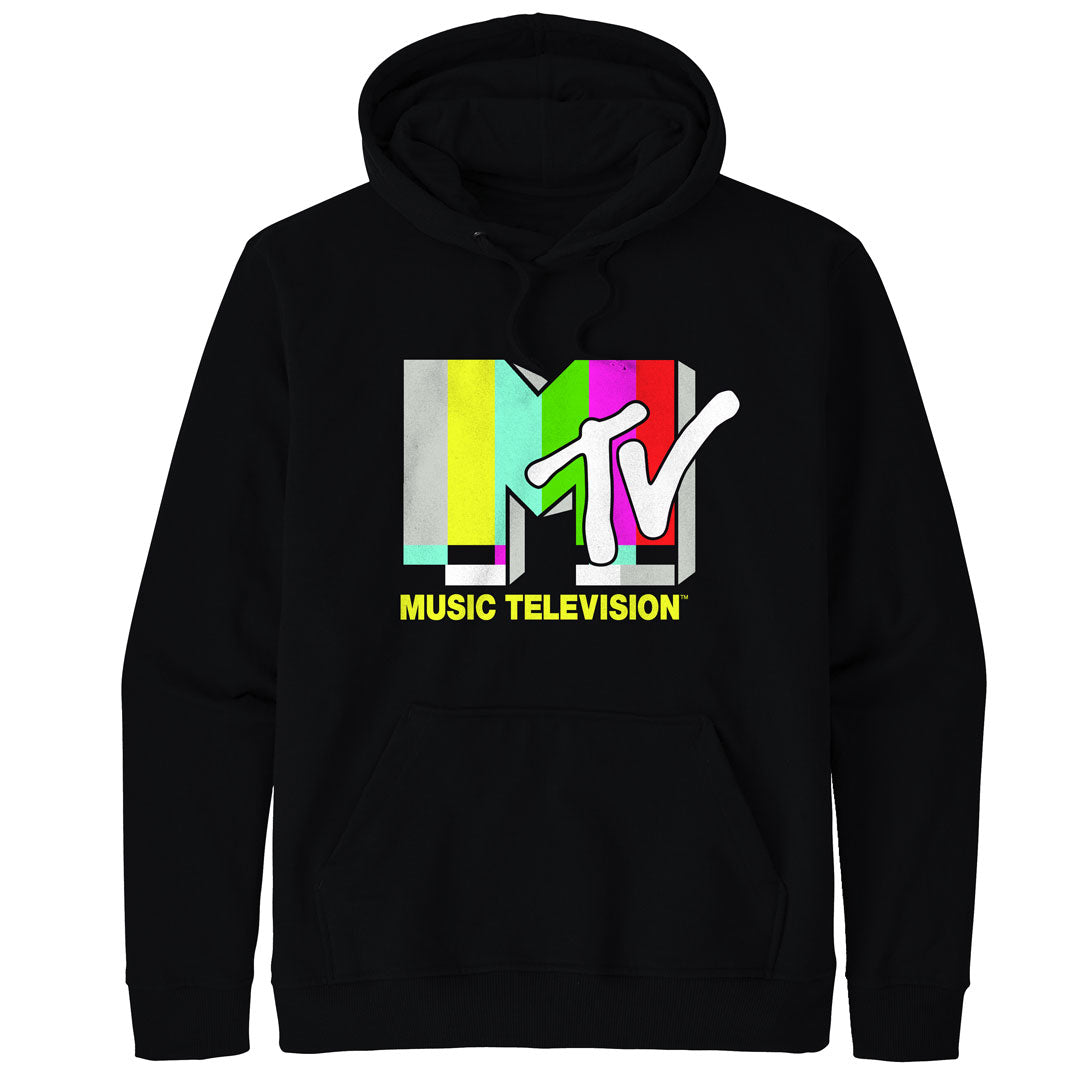 MTV - Color Bars Logo Mens Pullover Hoodie Men's Hoodies Isaac Morris SM Black