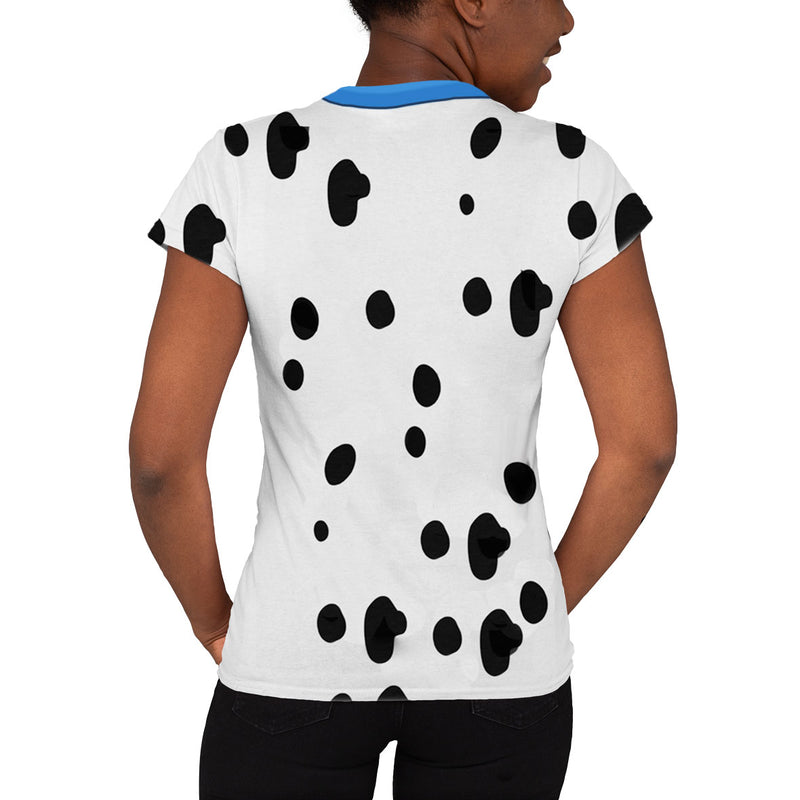 Dog Dalmatian Costume Blue Collar All Over Womens T-Shirt Women's T-Shirts Old Glory
