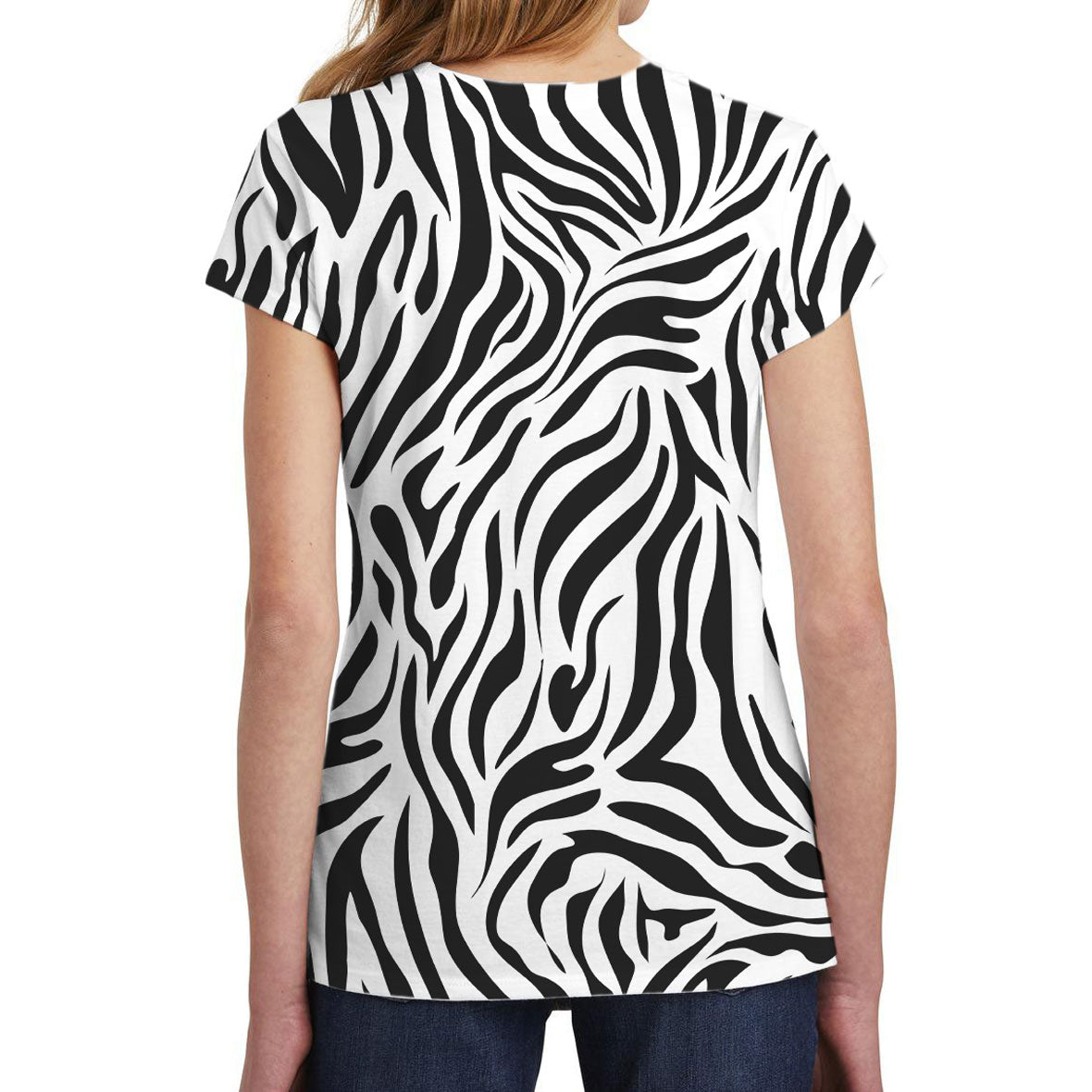 Halloween Costume White Zebra Pattern All Over Big Kid Costume T Shirt with Zebra Ears Headband Shirts Old Glory