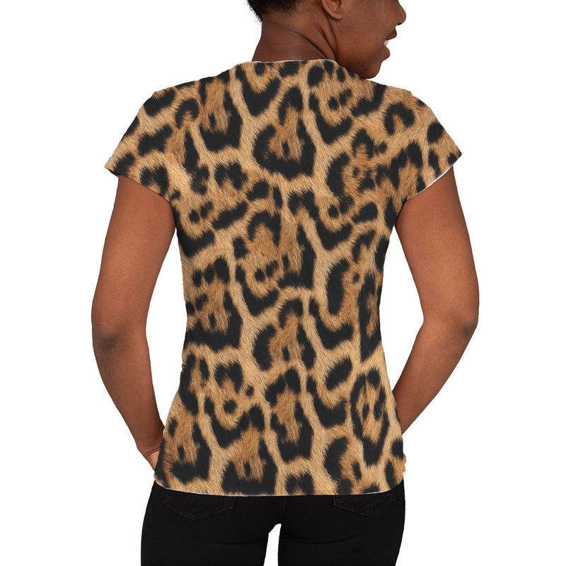 Halloween Costume Leopard Pattern All Over Womens Costume T Shirt with Leopard Ears Headband Shirts Old Glory