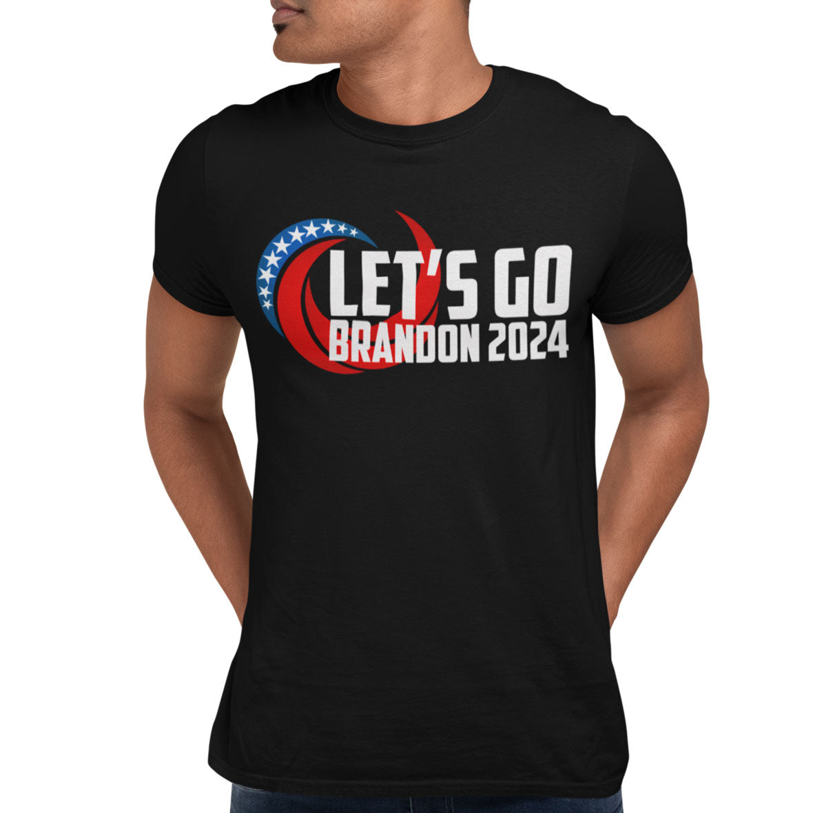 Election 2024 Let's Go Brandon Swirl Mens T Shirt Men's T-Shirts Old Glory SM Black