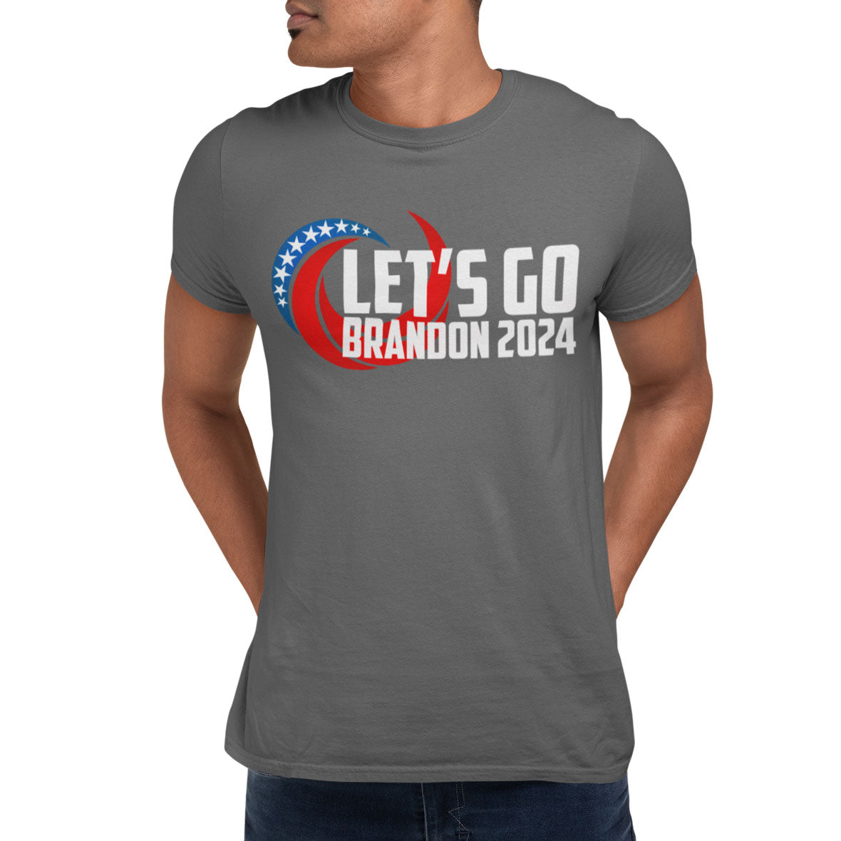 Election 2024 Let's Go Brandon Swirl Mens T Shirt Men's T-Shirts Old Glory SM Charcoal