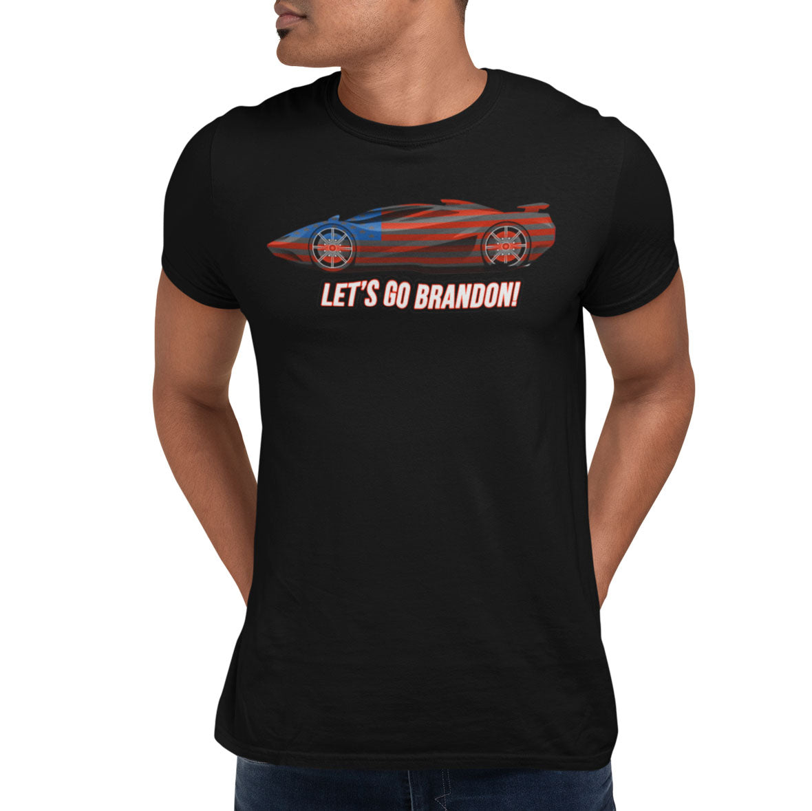 Election 2024 Let's Go Brandon American Car Mens T Shirt Men's T-Shirts Old Glory SM Black