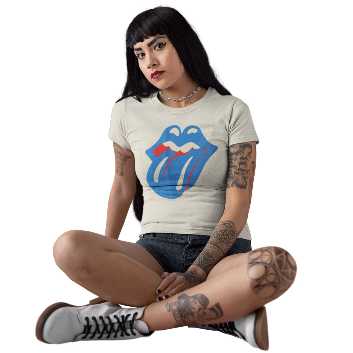 Rolling Stones - Blue & Lonesome Tongue Juniors T Shirt Juniors T-Shirts Bravado