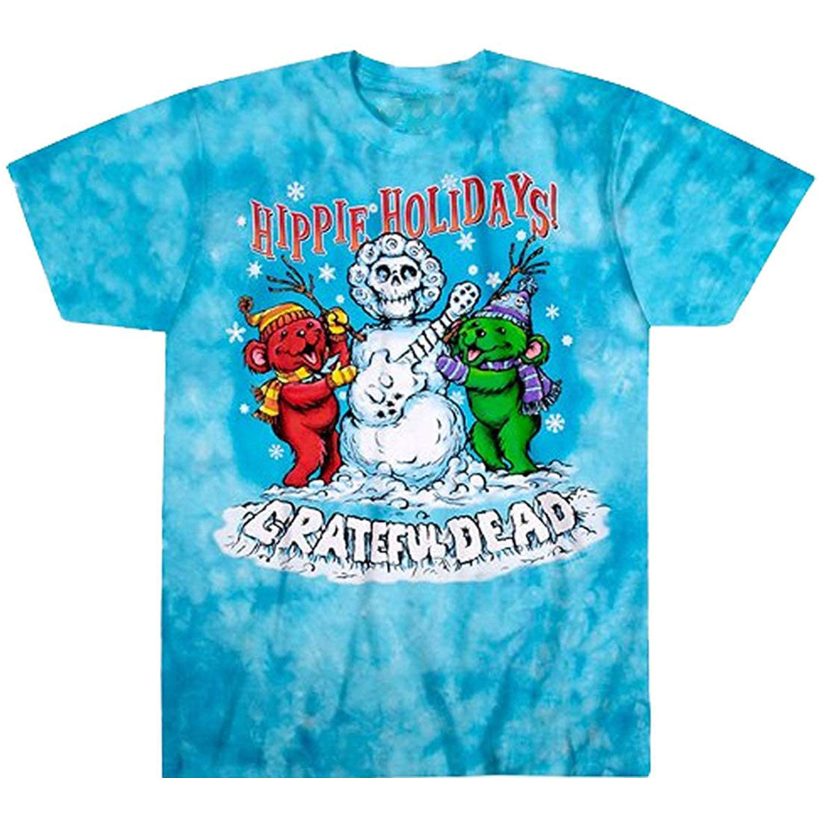 Grateful Dead - Hippie Holidays Tie Dye Mens T Shirt Men's T-Shirts Liquid Blue MD Blue