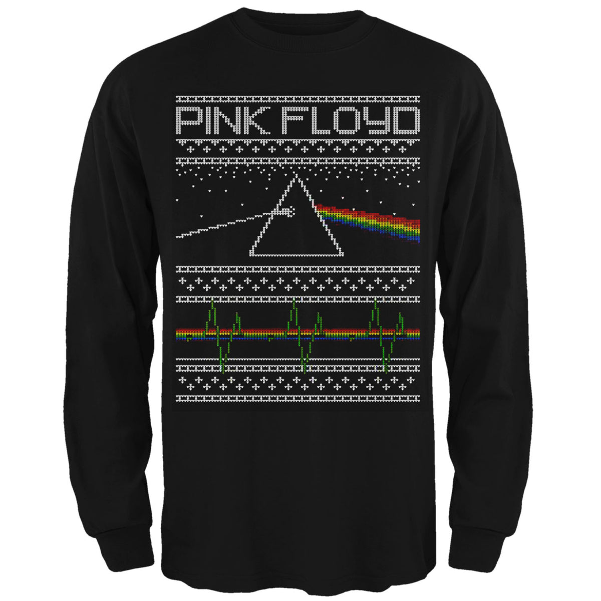 Pink Floyd - Dark Side Xmas Sweater Mens Long Sleeve T Shirt Men's Long Sleeves Liquid Blue MD Black
