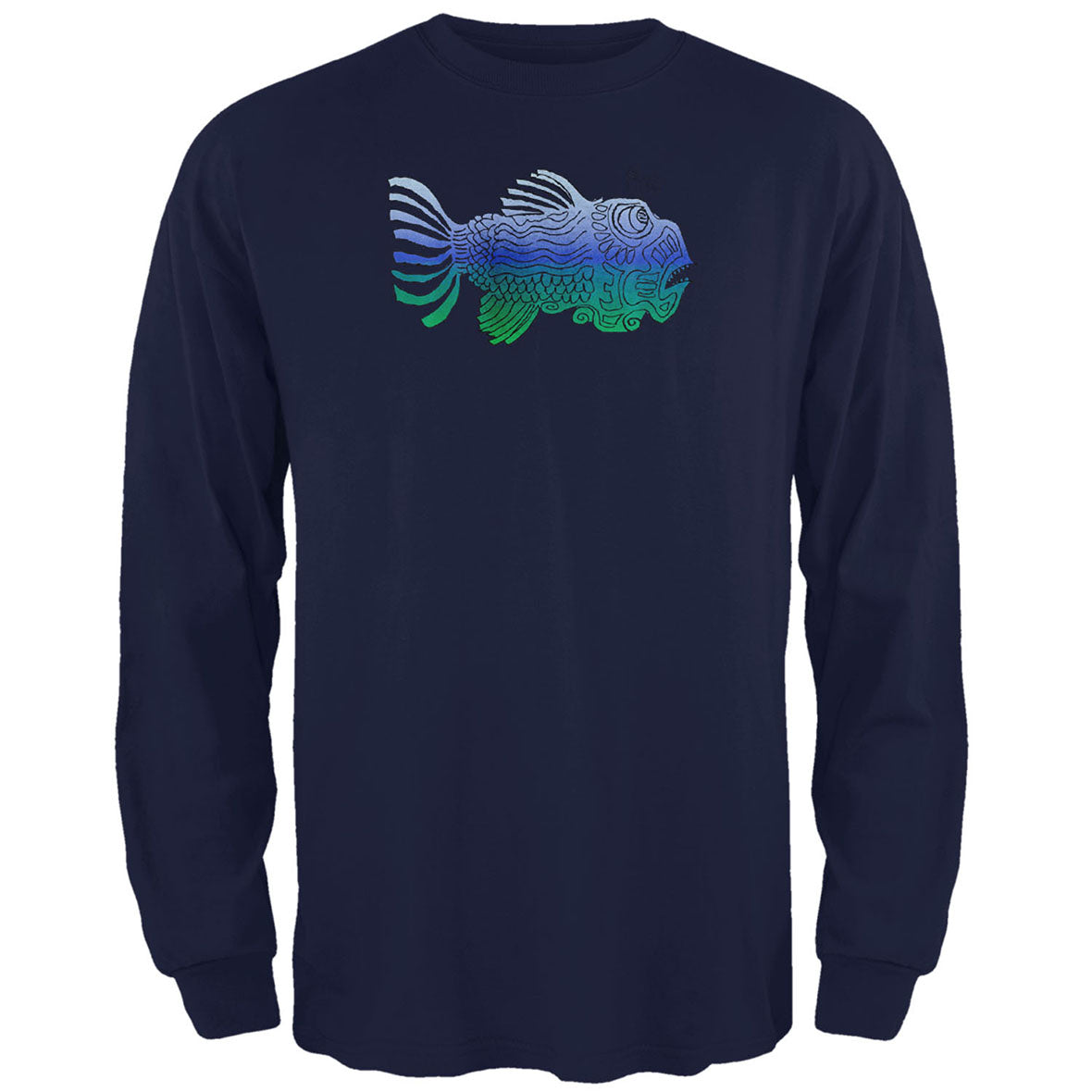 Jerry Garcia - Fish Mens Long Sleeve T Shirt Men's Long Sleeves Dye In The Sky MD Blue