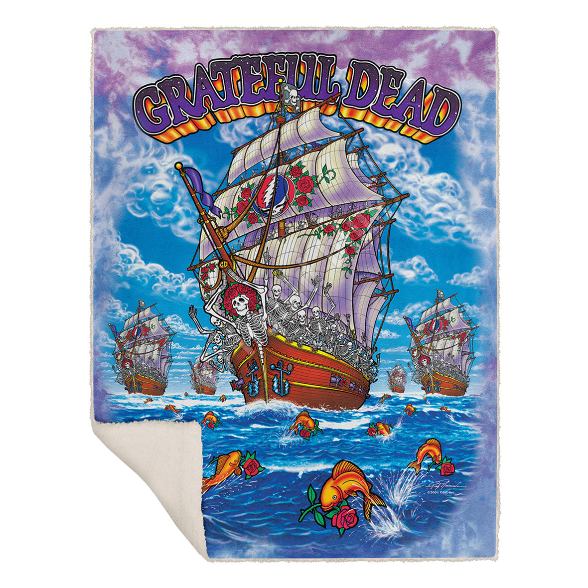 Grateful Dead - Ship of Fools 50x60 Fleece Blanket Blankets & Throws Liquid Blue OS Multi
