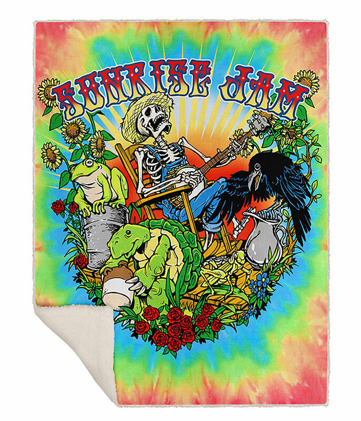 Sunrise Jam 50x60 Fleece Blanket Blankets & Throws Liquid Blue OS Multi