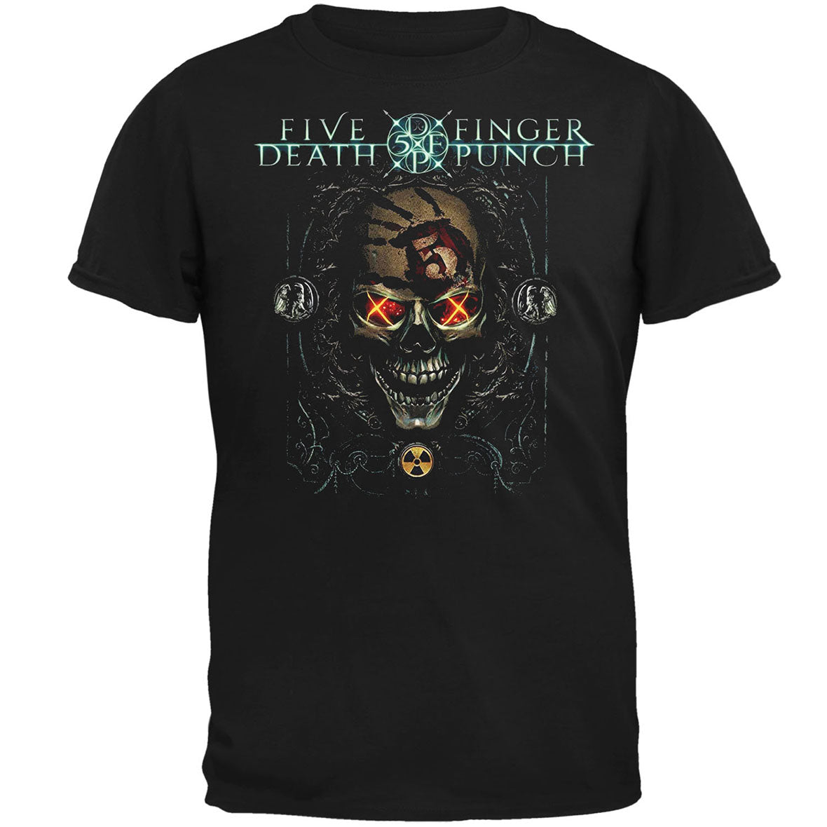 Five Finger Death Punch - Iron Skull Mens T Shirt Men's T-Shirts Global MD Black