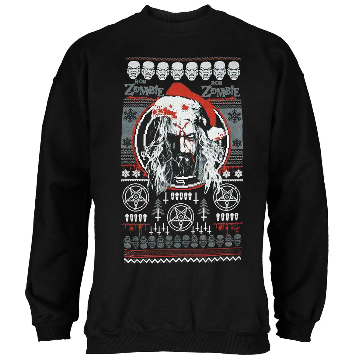 Rob Zombie - Bloody Santa Mens Crew Neck Sweatshirt Men's Sweatshirts Global MD Black