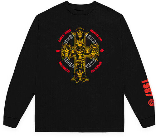 Guns N Roses - Appetite Cross Mens Long Sleeve T Shirt Men's Long Sleeves Bravado MD Black