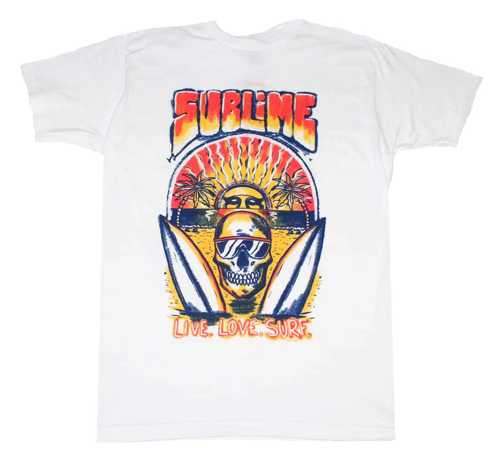 Sublime - Live Love Surf Mens Soft T Shirt Men's T-Shirts Merch Traffic MD White