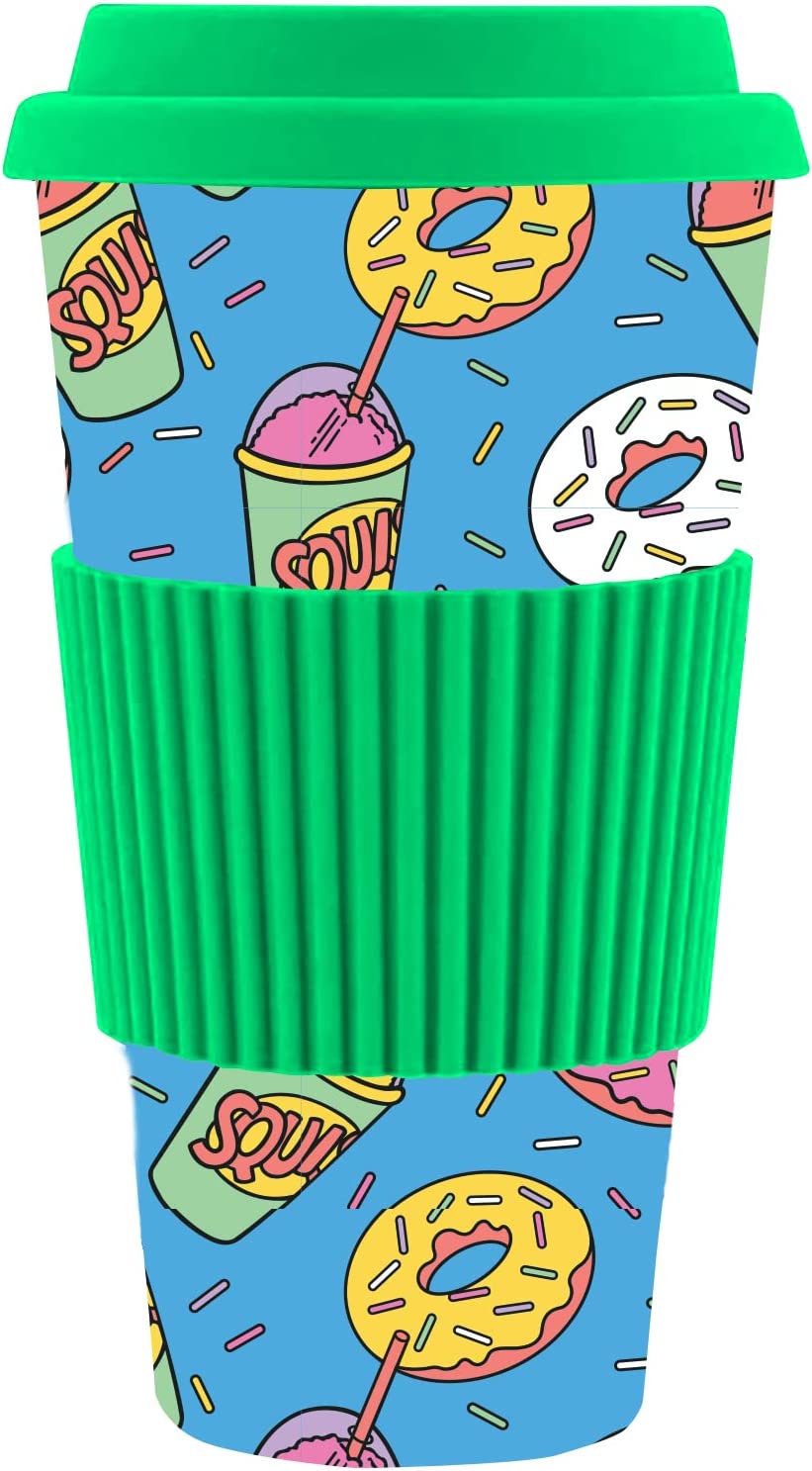 Simpsons - Donuts 20 Oz Bamboo Travel Mug Travel Mugs Surreal Entertainment OS Lt Blue