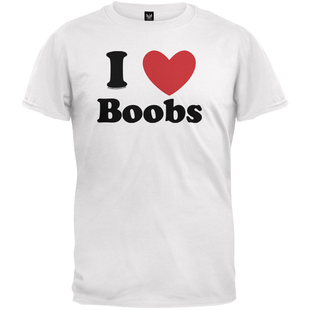 I Heart Boobs T-Shirt Men's T-Shirts Old Glory 2XL White