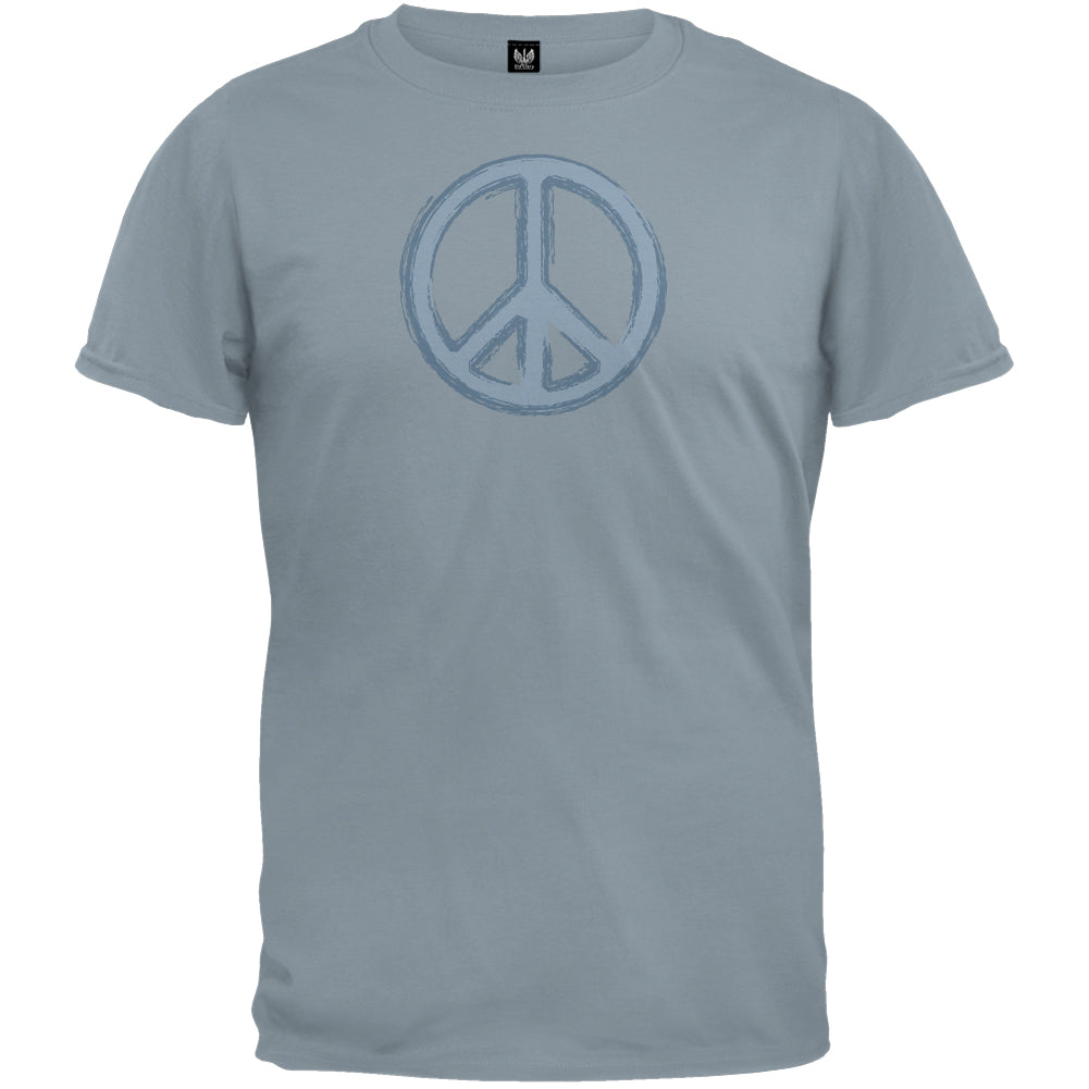 Peace Sign Stone Blue T-Shirt Men's T-Shirts Old Glory 2XL Light Blue