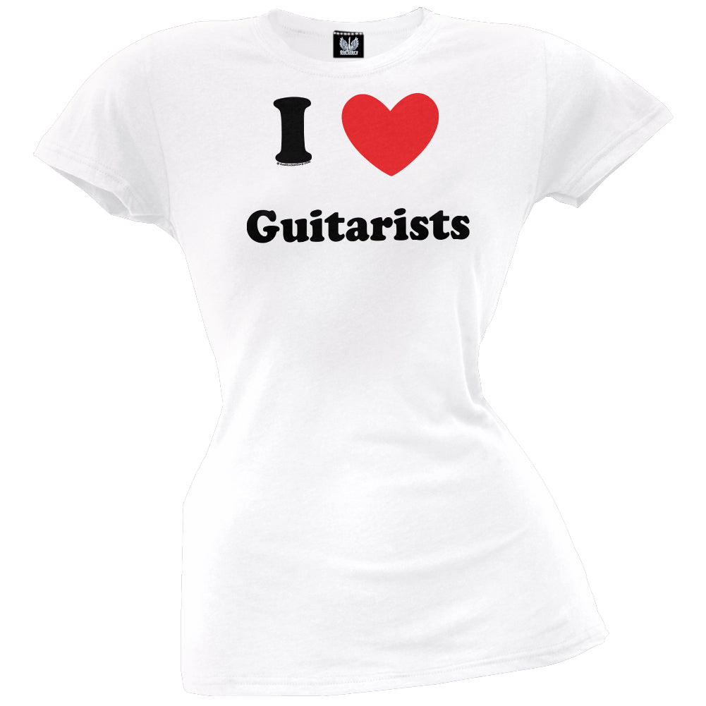 I Heart Guitarists Juniors T-Shirt Juniors T-Shirts Old Glory LG White
