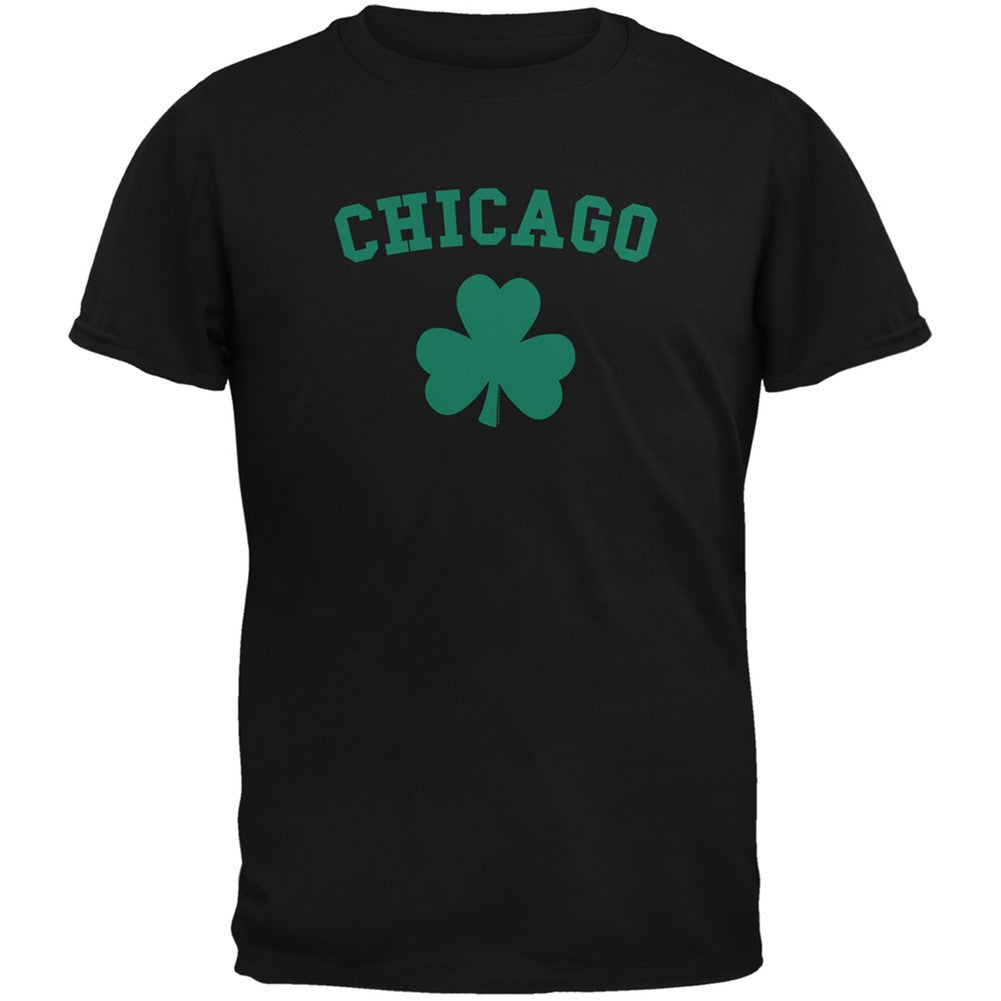 St. Patrick's Day - Chicago Shamrock Black Adult T-Shirt Men's T-Shirts Old Glory 2XL Black