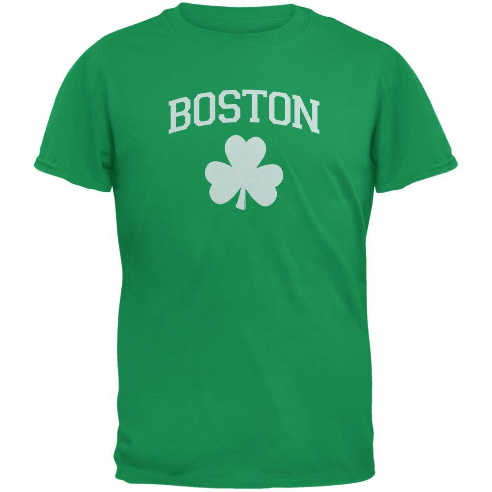 St. Patrick's Day - Boston Shamrock Green Adult T-Shirt Men's T-Shirts Old Glory 2XL Green