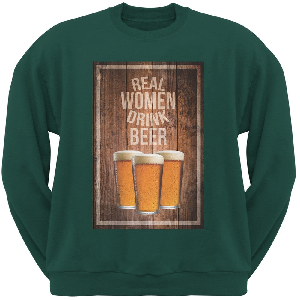 St. Patricks Day - Real Men Drink Beer Forest Green Adult Sweatshirt Men's Sweatshirts Old Glory 2XL Green