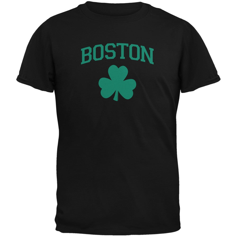 St. Patrick's Day - Boston Shamrock Black Adult T-Shirt Men's T-Shirts Old Glory 2XL Black